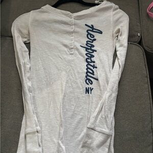 Aeropostale Kids White Long Sleeve Tee with Blue Logo
